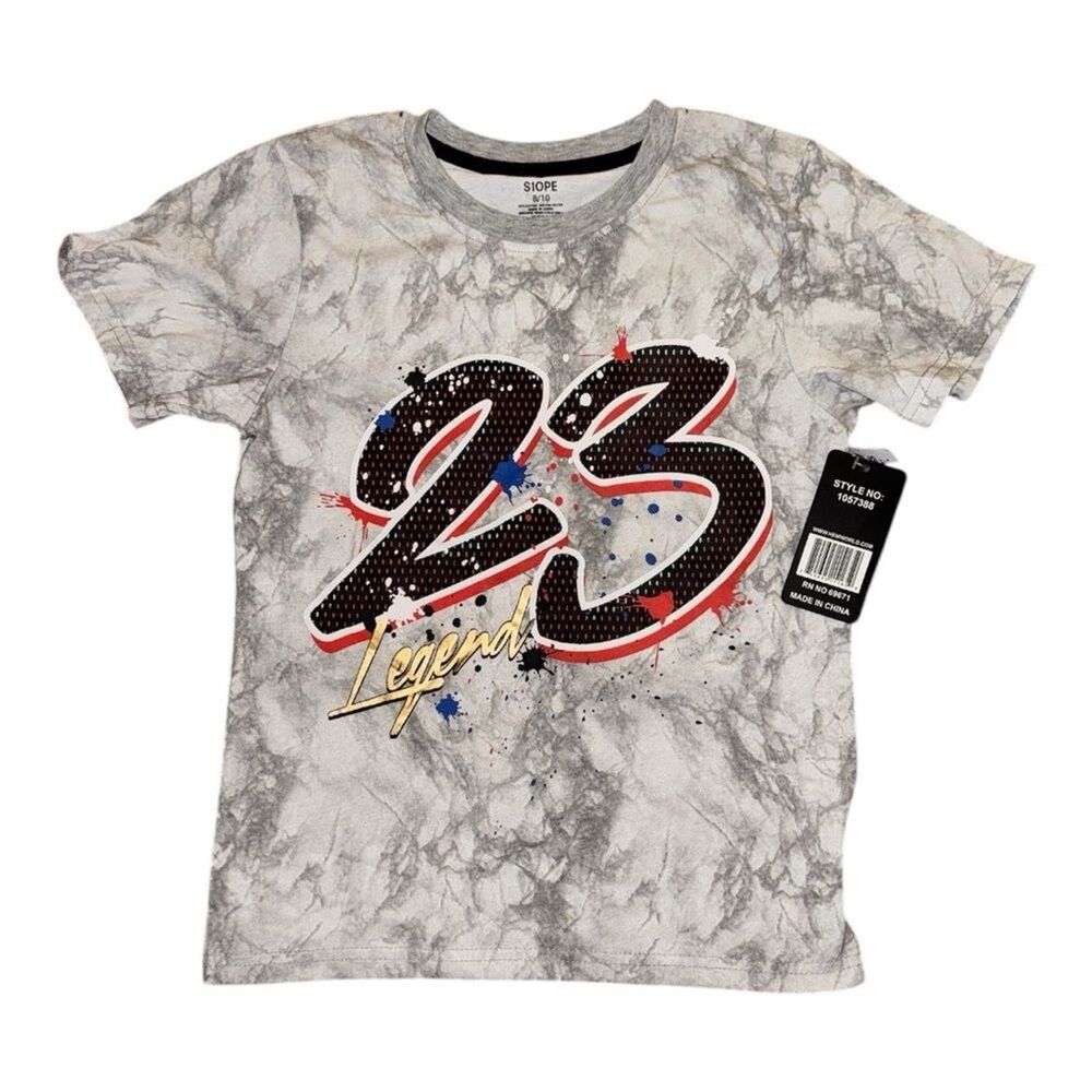 Kids '23 Legend' Marble Print Tee - Gray size 8/10